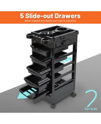 Salon Trolley Storage Drawer Cart Tray w/ Mixing Bowl Beauty Hair Dryer Holder Tool