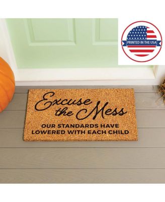 16 x 28 Inches Excuse the Mess Door Mat | Non-Slip Rubber Backing | Dirt catching Natural Coir | Indoor and Outdoor Home Decor