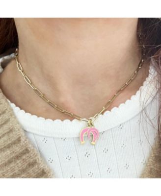 Bubblegum Pink Horseshoe Charm 14K Gold 9 millimeters