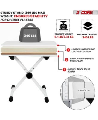 Keyboard Stand Adjustable z Style Piano Riser + Keyboard Piano Bench - WHITE