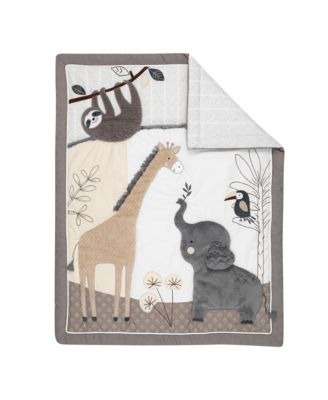 Baby Jungle Animals 4-Piece Gray/White/Taupe Crib Bedding Set
