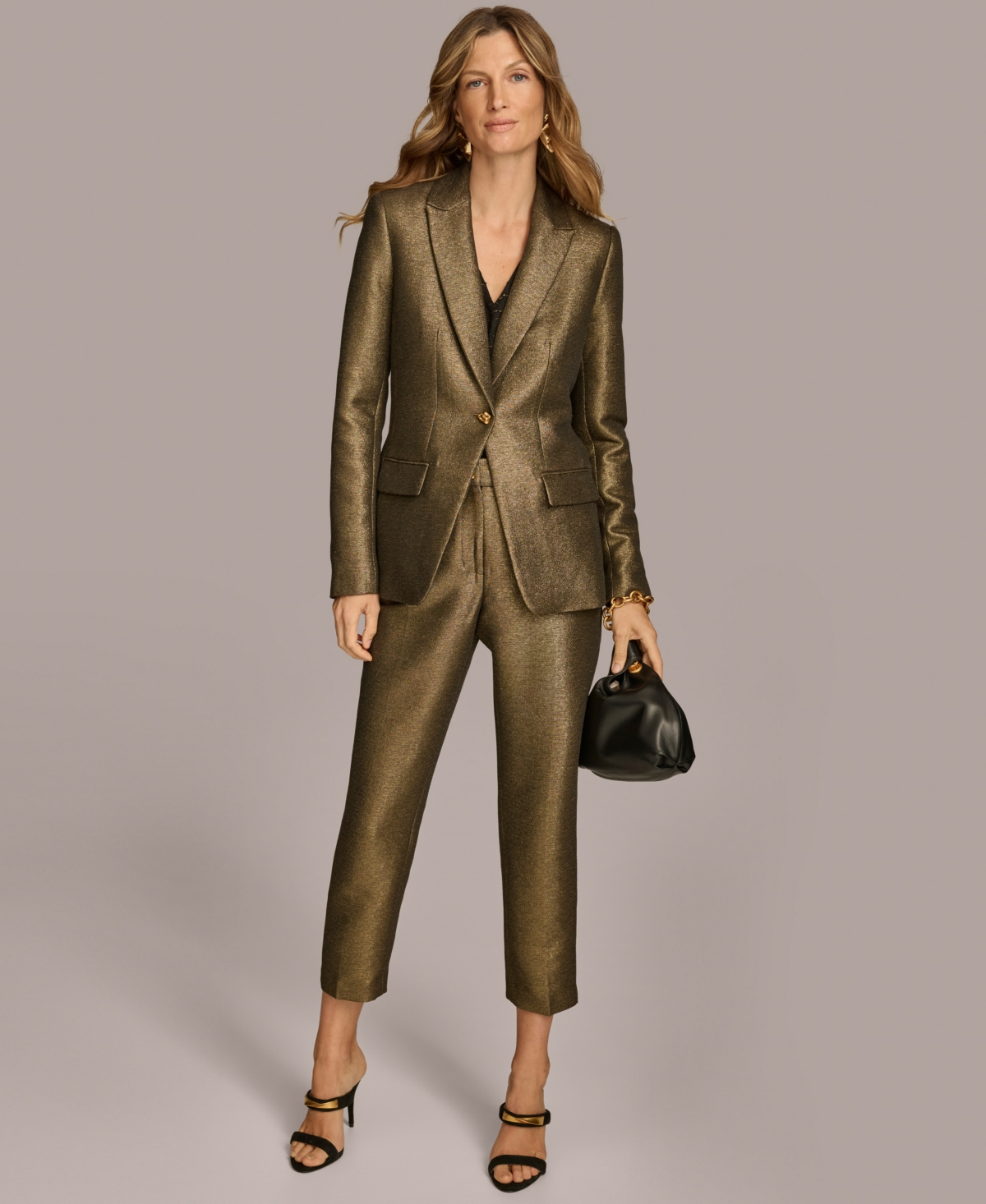 Donna Karan New York Women's Metallic Slim Leg Ankle Pants