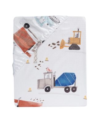 4-Piece Construction Zone Gray/Navy/White Toddler Bedding Set