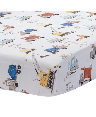4-Piece Construction Zone Gray/Navy/White Toddler Bedding Set