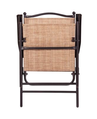 Set of 2 Patio Folding Sling Back Chairs Camping Deck Garden Beach