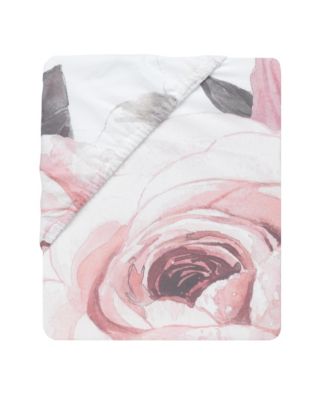 Floral Garden Pink/White Watercolor Cotton Baby Fitted Crib Sheet