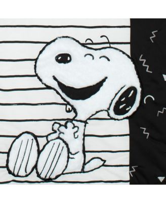 Classic Snoopy White/Black/Gray 3-Piece Baby Crib Bedding Set