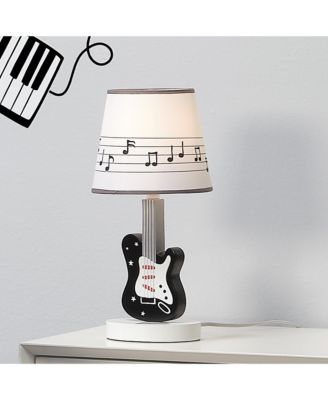 Rock Star Guitar Lamp with White Musical Notes Shade & Bulb