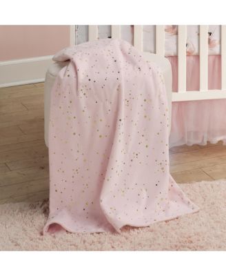 Ballerina Baby Pink with Gold Stars 2-Sided Soft Baby Blanket