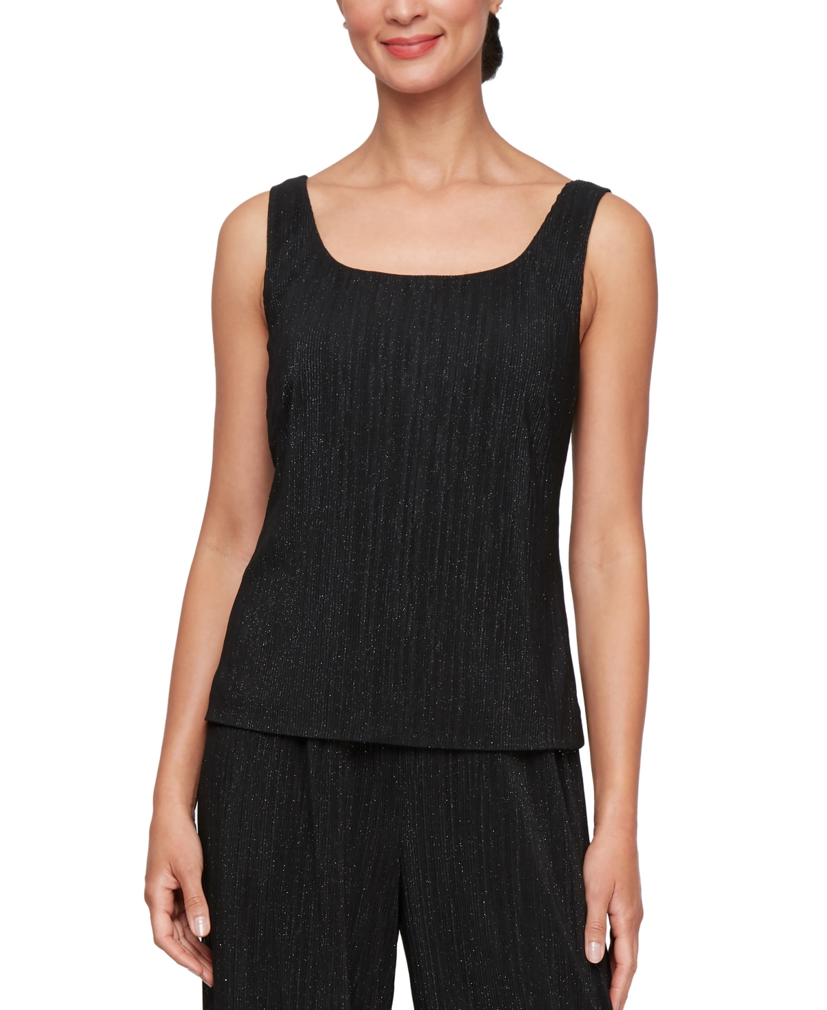 ALEX EVENINGS WOMEN'S SPARKLE CHIFFON JACKET & TOP SET 