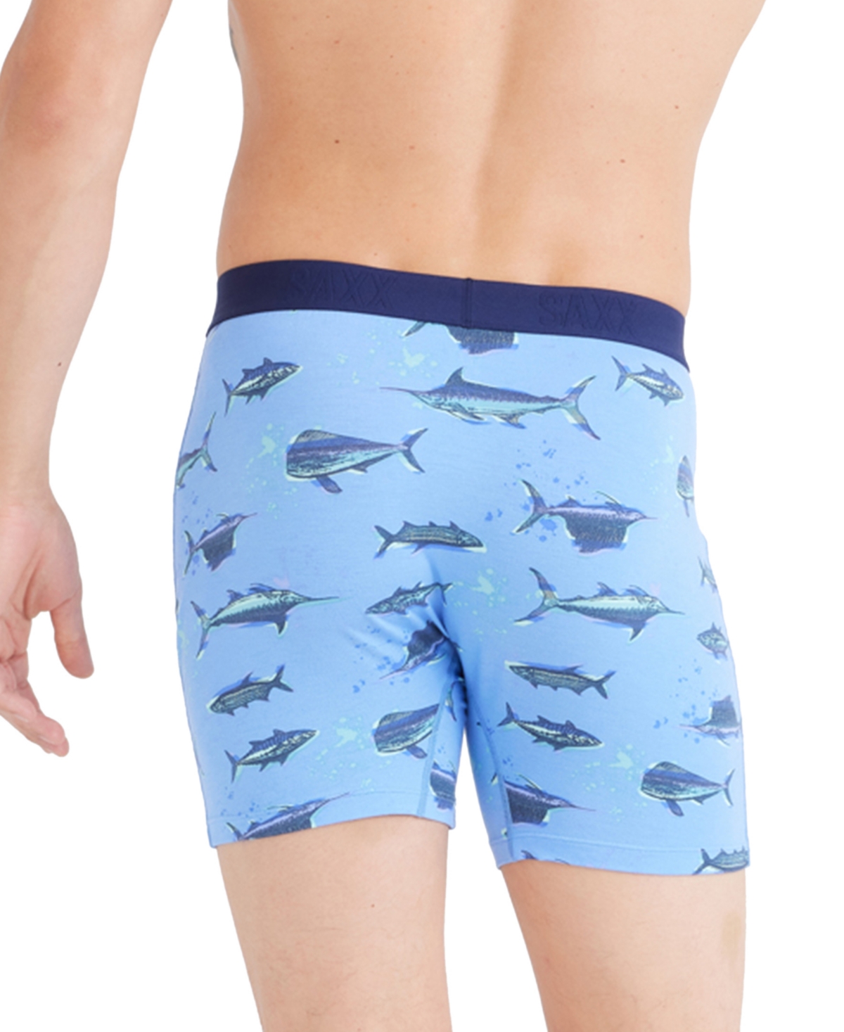 Saxx Men's Ultra Super Soft Relaxed-Fit Moisture-Wicking Printed Boxer Briefs - Fish On-sa