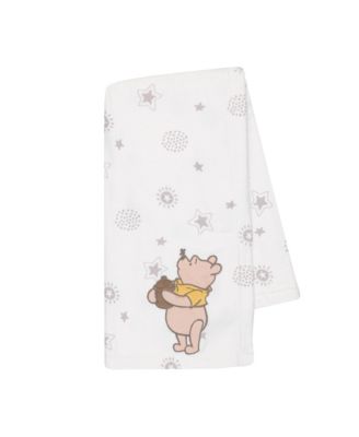 Disney Baby WINNIE THE POOH Cream Fleece Appliqued Baby Blanket