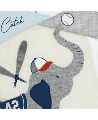 Hall of Fame Sports Animals 5-Piece Crib Bedding Set - Gray/Blue