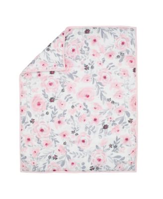 Blossom Pink Watercolor Floral 3-Piece Mini Crib Bedding Set