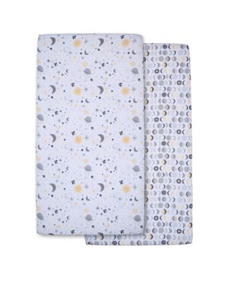 Celestial Moon/Stars 2-Pack Fitted Crib/Toddler Sheet Set