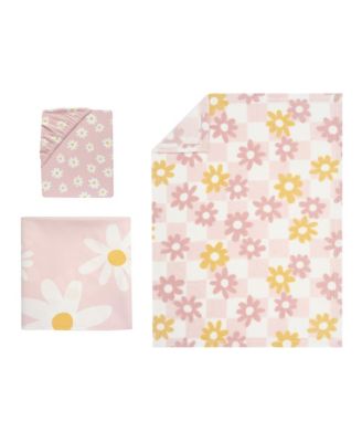 Daisy Dreams 3-Piece Pink/White Baby Nursery Crib Bedding Set