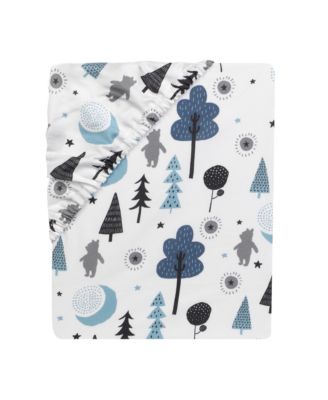 Disney Baby Forever Pooh White/Blue Bear Fitted Crib Sheet by