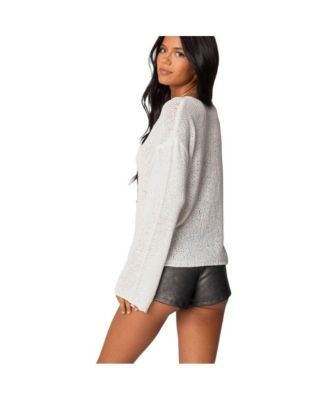 Womens Drop Shoulder Light Knit Sweater
