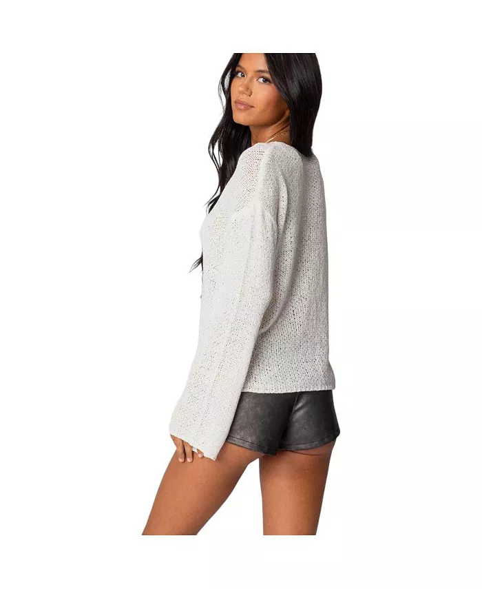 Women's Drop Shoulder Light Knit Sweater - thumbnail 3