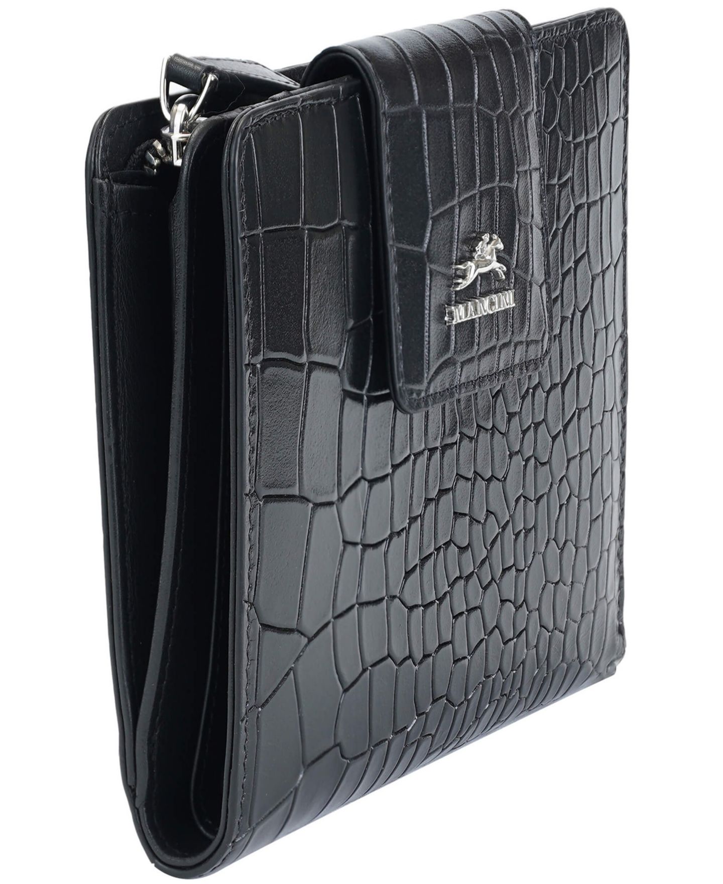 Женский кошелёк Mancini Croco2 RFID Secure Clutch Wallet, цвет: Чёрный — фото 4
