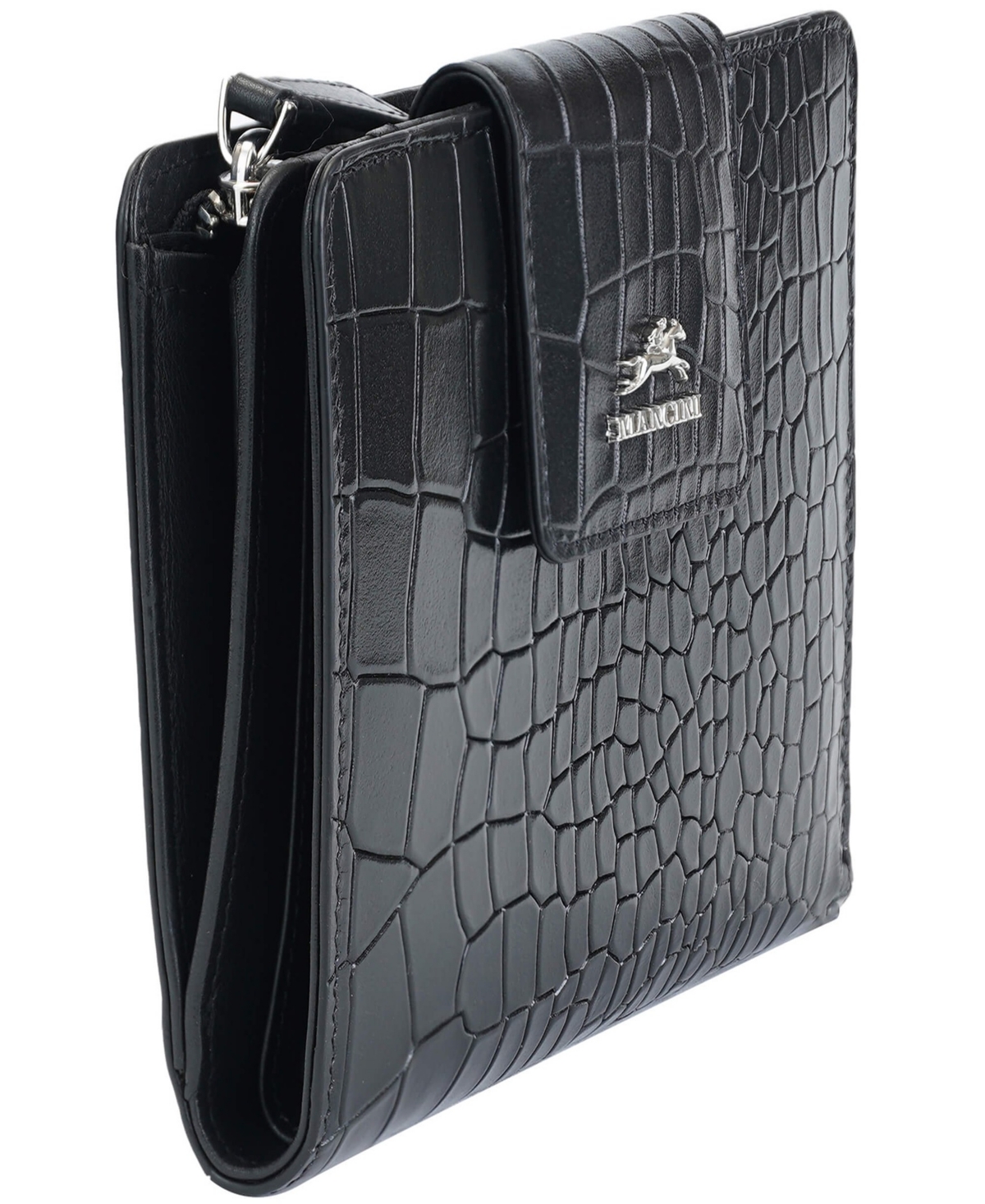 Mancini Women's Croco2 Rfid Secure Clutch Wallet In Brown