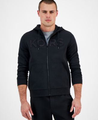 Men's Textured-Logo Zip Hoodie
