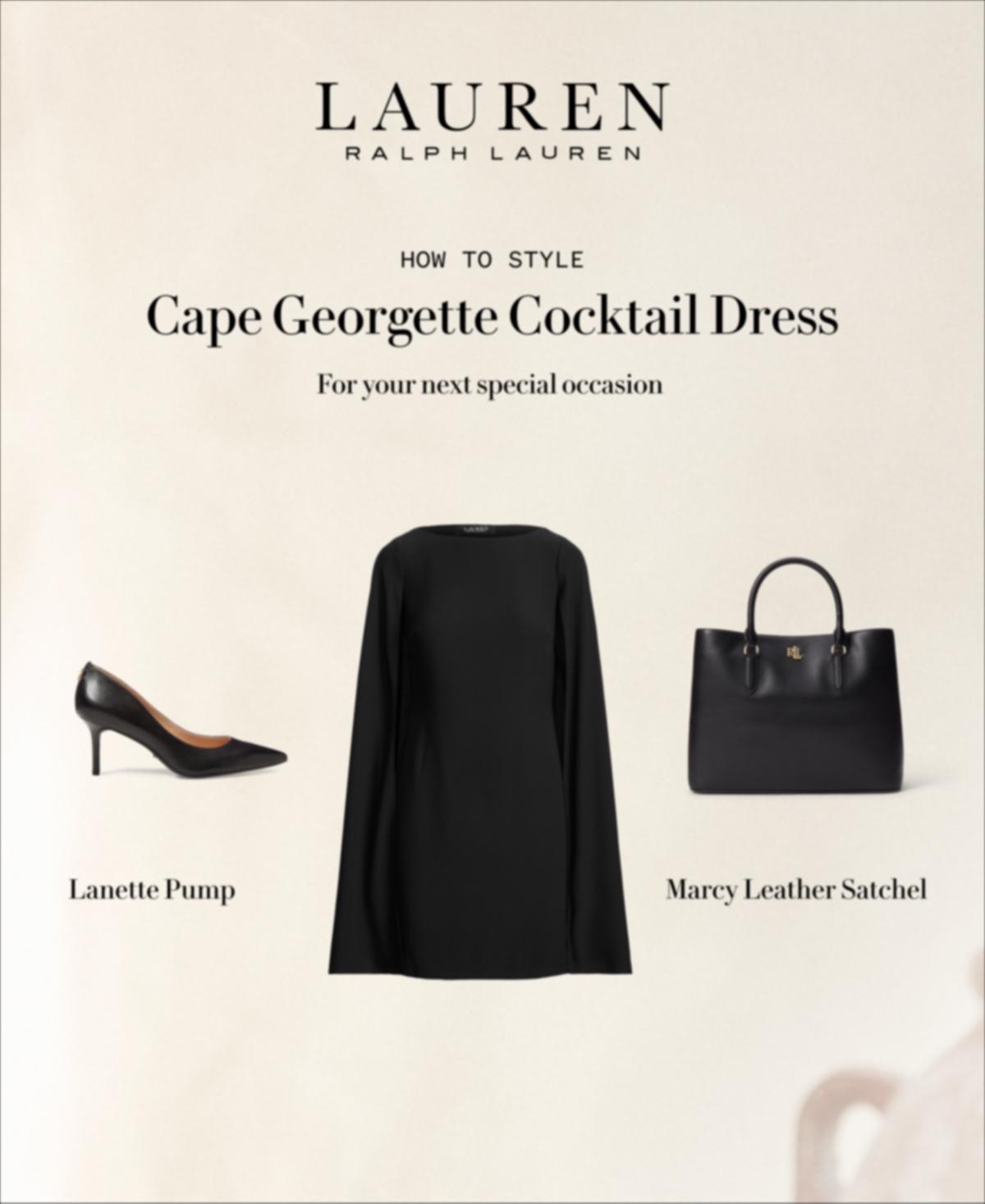 Ralph Lauren Cape Georgette Cocktail Dress In Navy