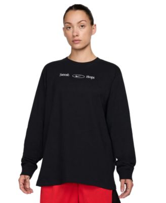 Nike - Women's Cotton Graphic Crewneck Long-Sleeve T-Shirt