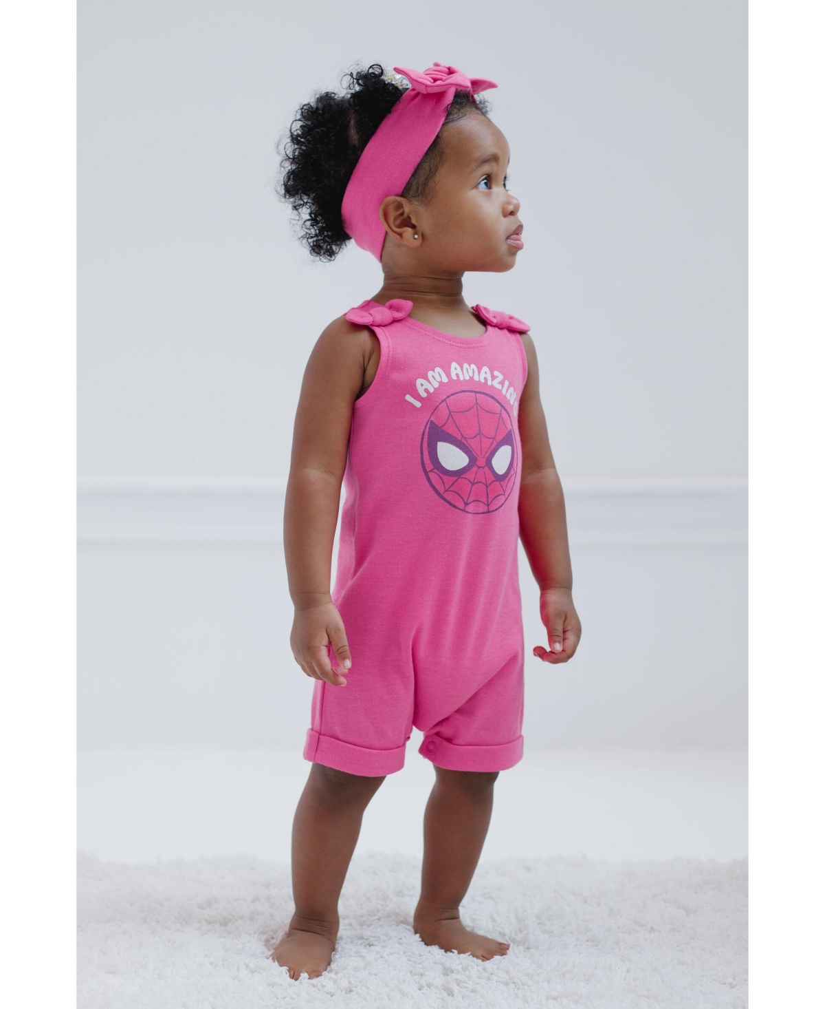Marvel Toddler Girls Avengers Spider-Man French Terry Romper and Headband Newborn