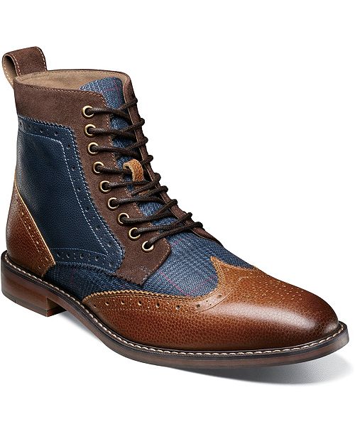 alfani Stacy Adams Men's Finnegan Wingtip Lace Up Boots Men's Shoes