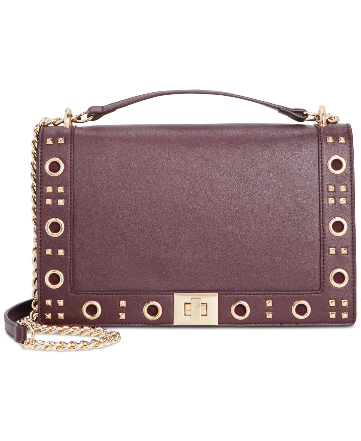 Ajae Flap Small Studded Shoulder Bag, Created for Macy's - Magenta Purple