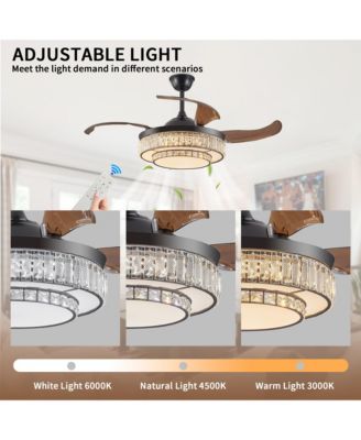 Contemporary LED Retractable Remote Control Ceiling Fan