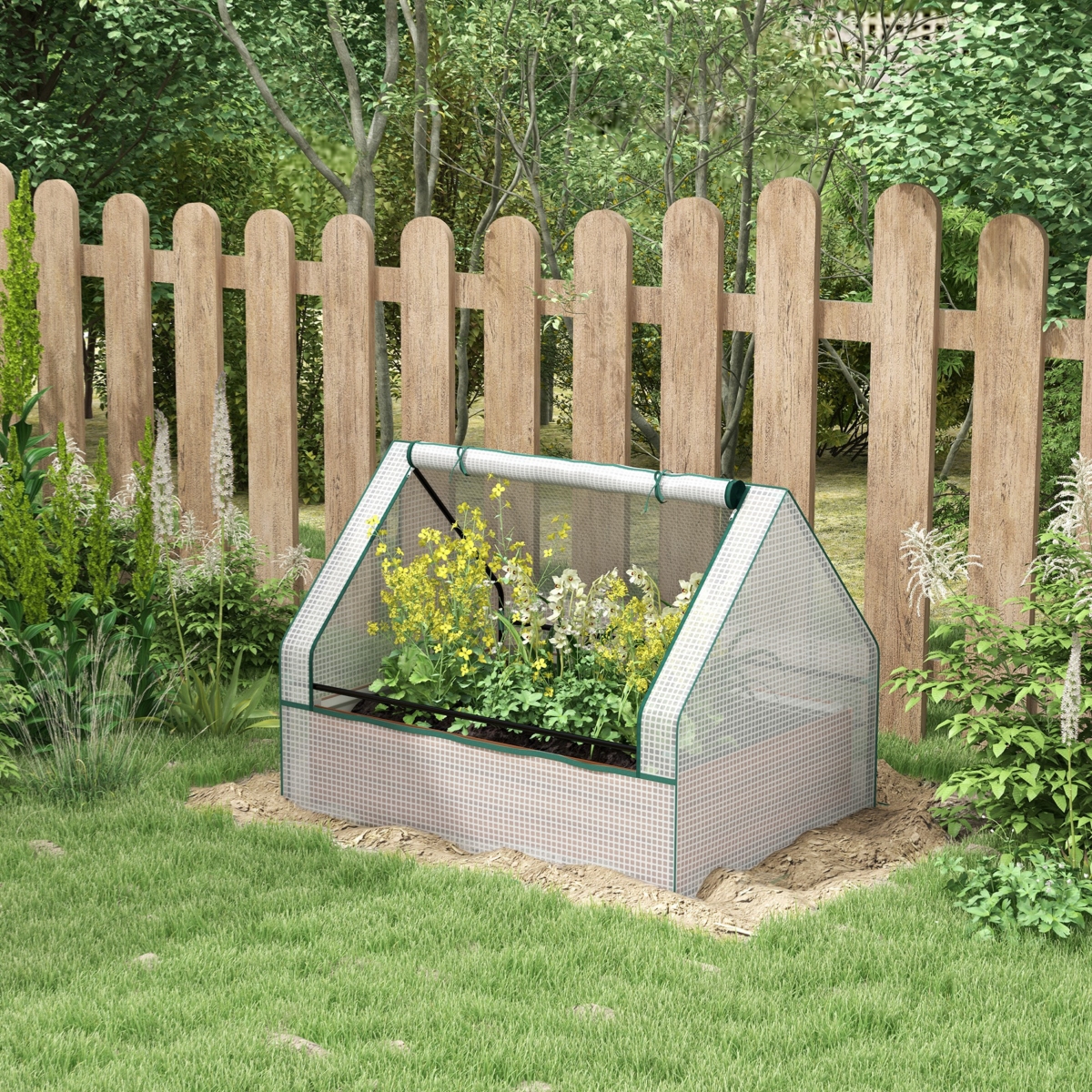 Streamdale Furniture Galvanized Mini Greenhouse Raised Garden Bed for Herbs and Vegetables