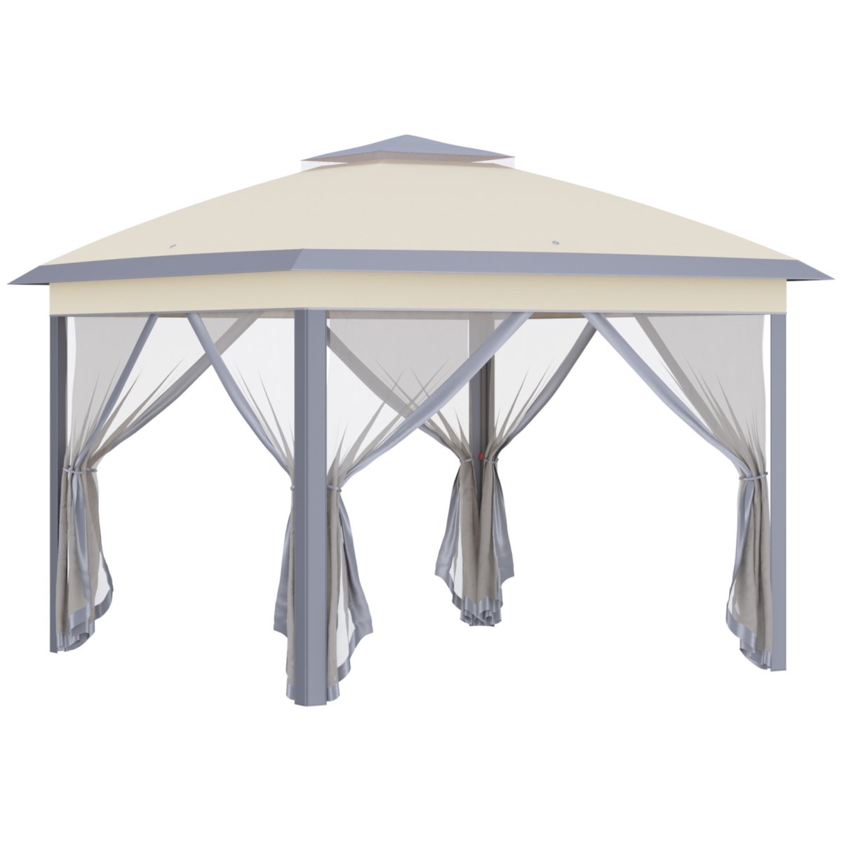 11' Canopy Tent with Netting and Carry Bag, 121 sq. ft. Shade - Beige