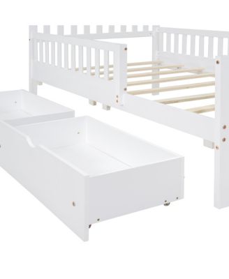 Twin Metal Guardrails Storage Floor Bed