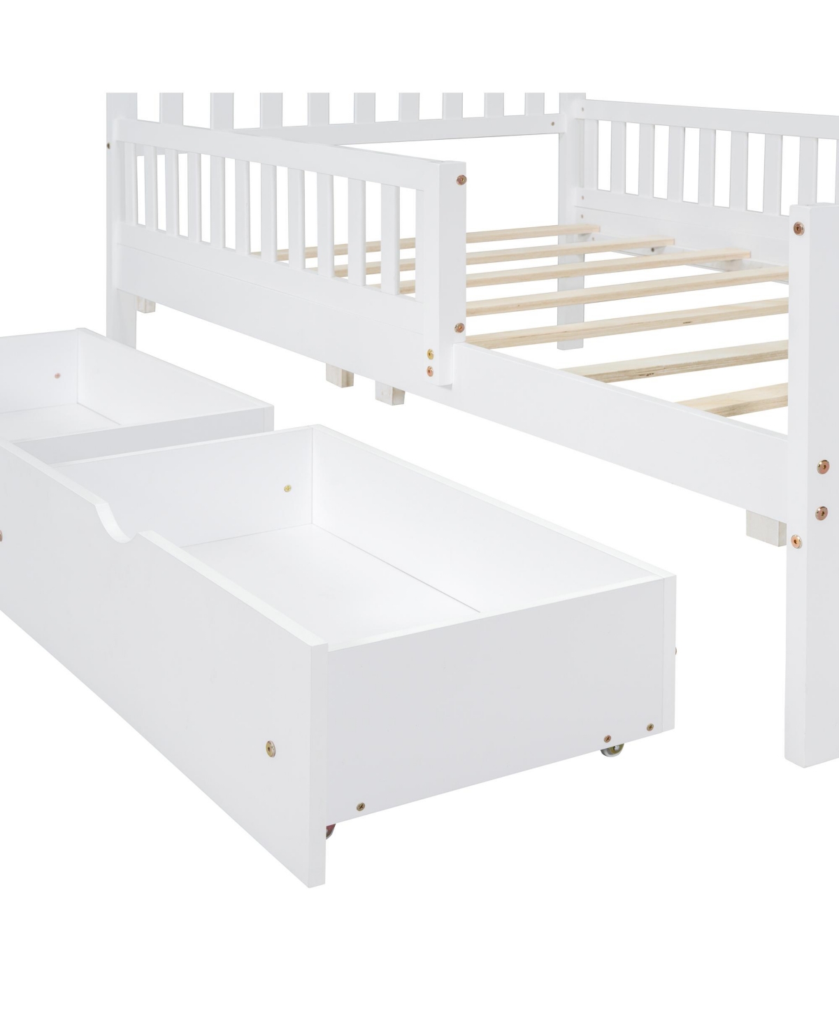 Streamdale Furniture Twin Wood Platform Bed with Guardrails and Storage