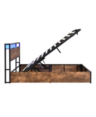 Streamdale Queen Bed Frame with Bookcase, Lights, and Charging Station