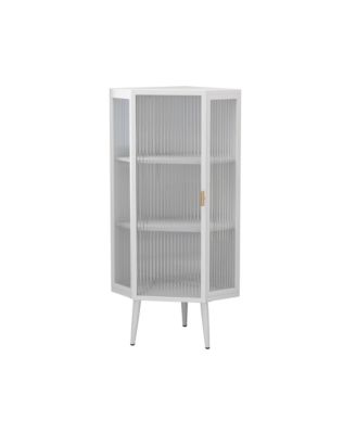 Floor Corner Cabinet with Tempered Glass Doors