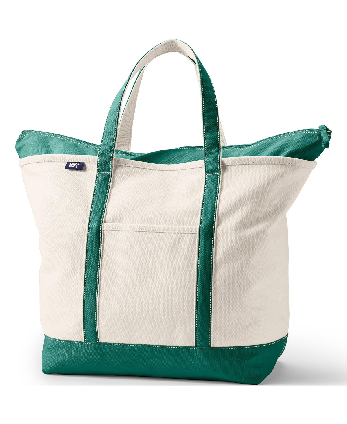 Extra Large Natural 5 Pocket Zip Top Canvas Tote Bag - Natural/cafe au lait