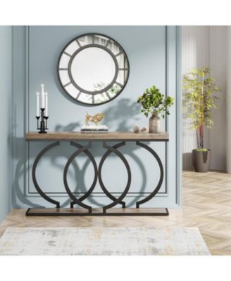 Industrial Console Table, 55 inch Wood Entryway Table Narrow Long Sofa Table, Rustic Accent Table