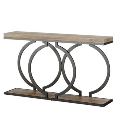 Industrial Console Table, 55 inch Wood Entryway Table Narrow Long Sofa Table, Rustic Accent Table