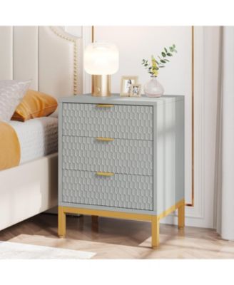 Set of 2 Nightstand with 3-Drawer, 25.8" Tall Modern Bedside Table, Large Side End Table with Storage Drawers for Bedroom