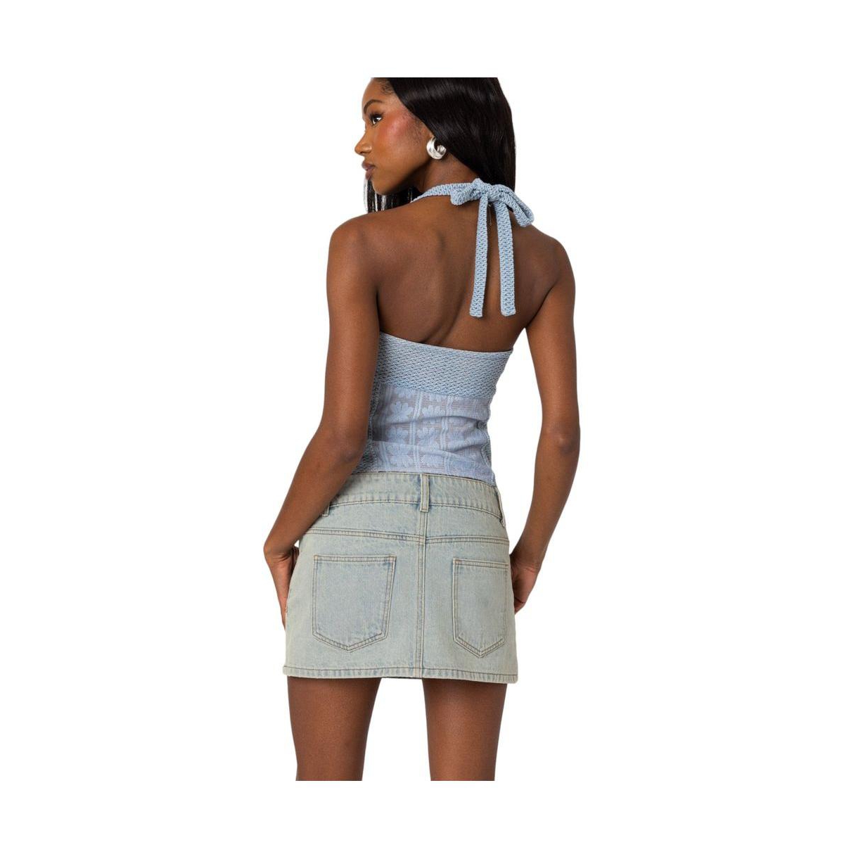 Edikted Women's Mixed Crochet Cupped Top