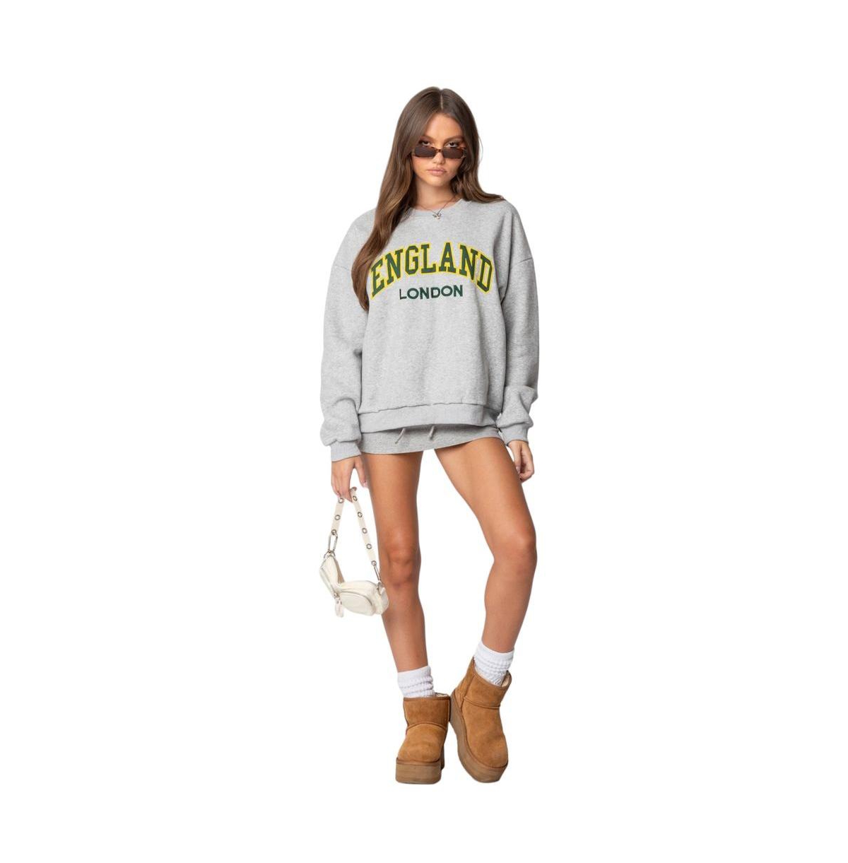 Edikted Women's English Girl Sweatshirt - Gray-melange
