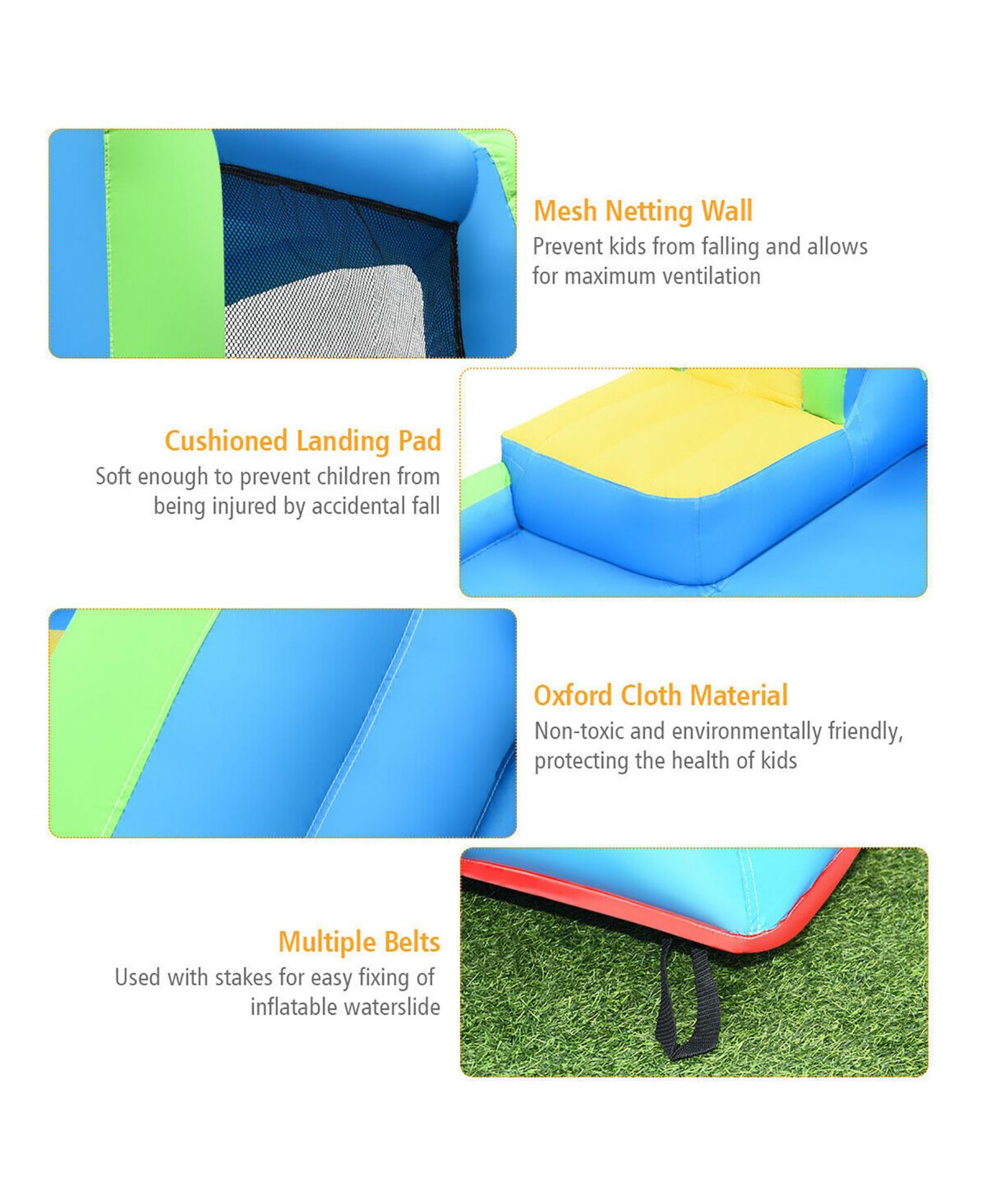 Детская игрушка Costway Inflatable Water Slide Bounce House, 188"L x 144"W x 95.5"H, Holds Up to 4 Kids, от 4 лет, цвет: Синий — фото 11
