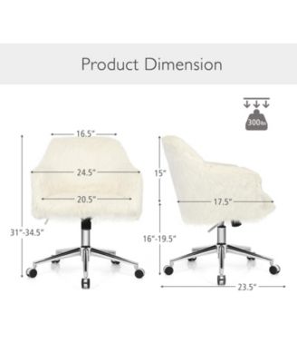 Modern Fluffy Faux Fur Vanity Office Chair for Teens Girls-Beige