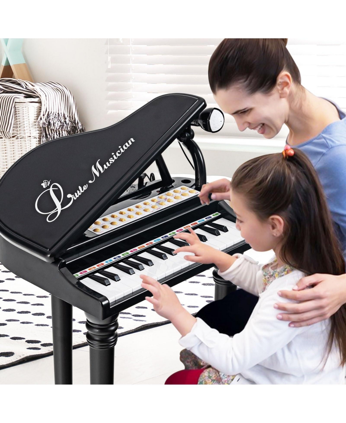 Vebreda 31 Keys Kids Piano Keyboard with Stool and Lid-White