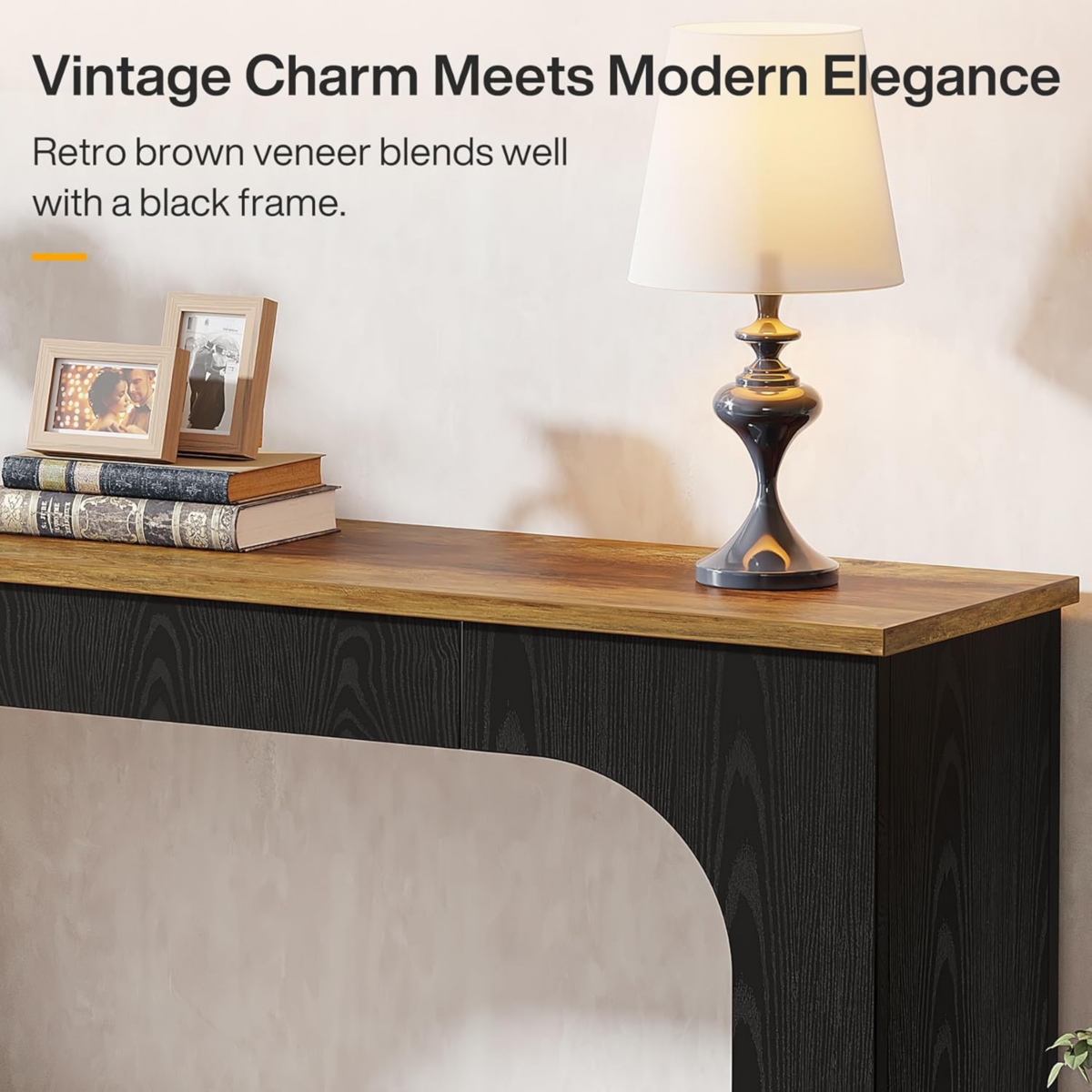 Tribesigns 55-Inch Console Table with Led Lights, Farmhouse 2-Tier Narrow Sofa Table with Storage