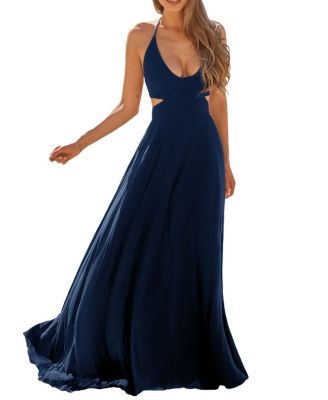 green emerald velvet dress Zapaka Women Chiffon Dark Navy Maxi Boho Formal Dress with Slit Pleated Sheath One Shoulder Sleeveless Evening Dress, Dusty Blue / AU6