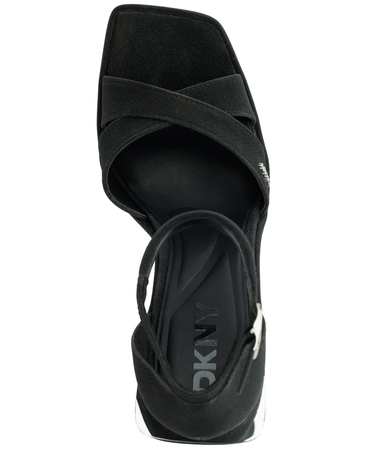 Dkny Linda Womens Criss-cross Shimmer Block Heel In Black